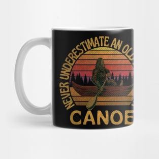 Bigfoot, Never Underestimate An Old Man With A Canoe - RETRO Mug